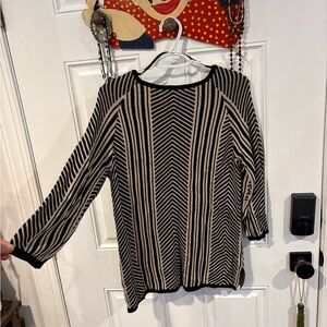 Cable & Gauge Black and Tan Striped Blouse